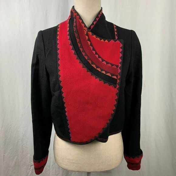 Sarmite Wearable Art Jacket Blazer S Black Red - Picture 1 of 5